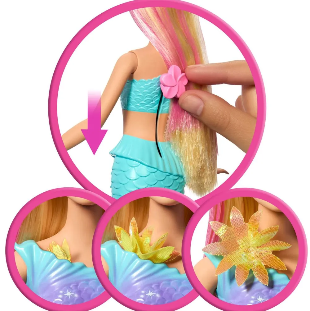 Mattel Poupée Barbie Sirène fleurs magiques blonde^ Poupées Mannequins