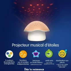 Pabobo Projecteur musical d'étoiles Champugnon rose^ Mobiles Et Veilleuses