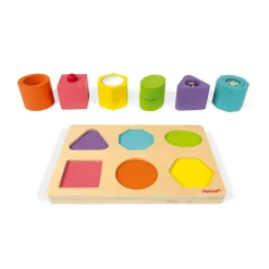 Janod Puzzle 6 cubes sensoriels^ Jouets À Encastrer Et À Empiler