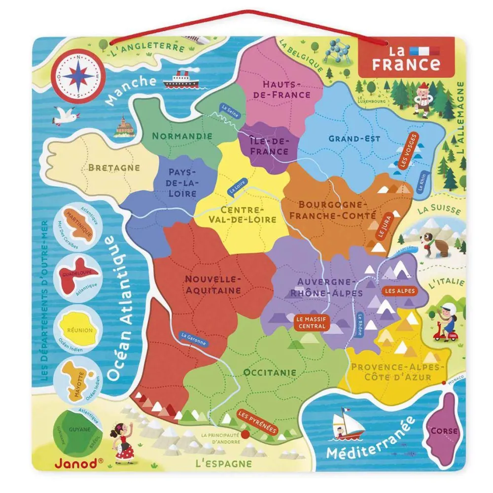 Janod Puzzle 93 pièces : La France magnétique^Enfant Puzzles Bébés Et Enfants