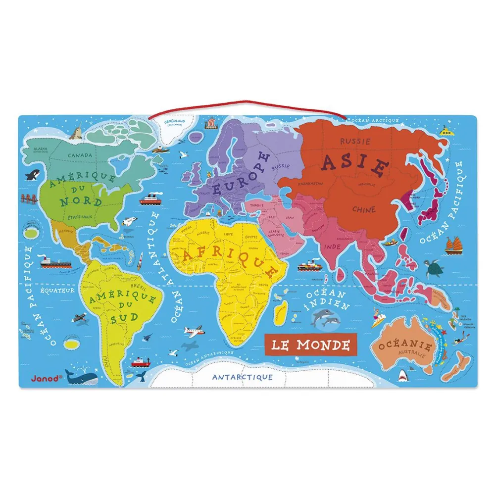 Janod Puzzle 92 pièces magnétique du monde^Enfant Puzzles Bébés Et Enfants