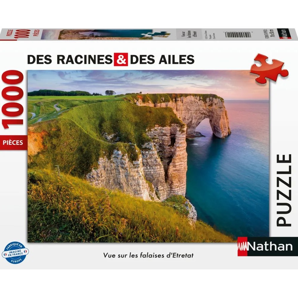 Nathan Puzzle 1000 pièces Vue surles falaises d'Etretat - Collection Des Racines et des Ailes^ Puzzles De 1000 À 1499 Pièces