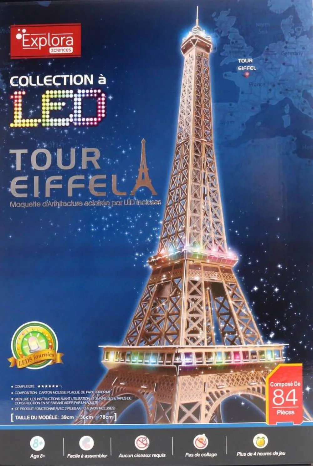 MGM Puzzle 3d Tour Eiffel Lumineux 84 pièces^ Puzzles 3D