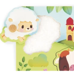 Janod Puzzle tactile en bois 5 pièces - thème animaux de la ferme^Enfant Puzzles Bébés Et Enfants