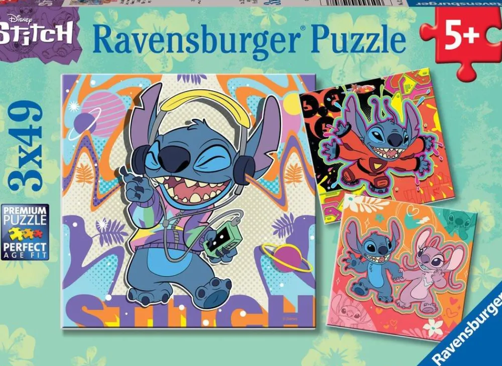 Ravensburger Puzzle 3x49 pièces - Stitch - Jouer toute la journée^Enfant Puzzles Bébés Et Enfants