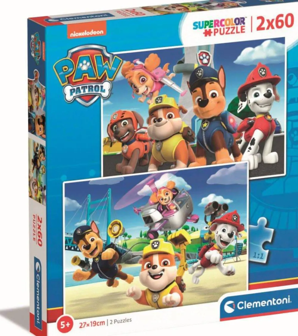 Clementoni Puzzle 2x60 pièces SuperColor La Pat' Patrouille^Enfant Puzzles Bébés Et Enfants