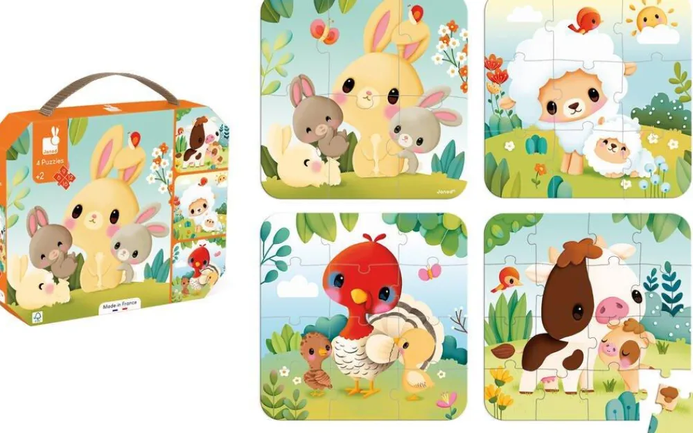 Janod Puzzles Évolutifs avec animaux de la ferme^Enfant Puzzles Bébés Et Enfants