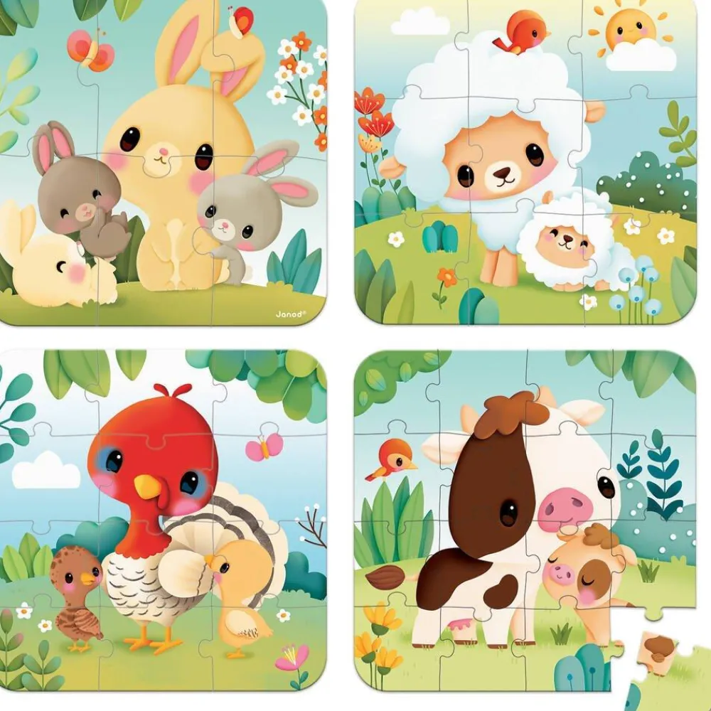 Janod Puzzles Évolutifs avec animaux de la ferme^Enfant Puzzles Bébés Et Enfants