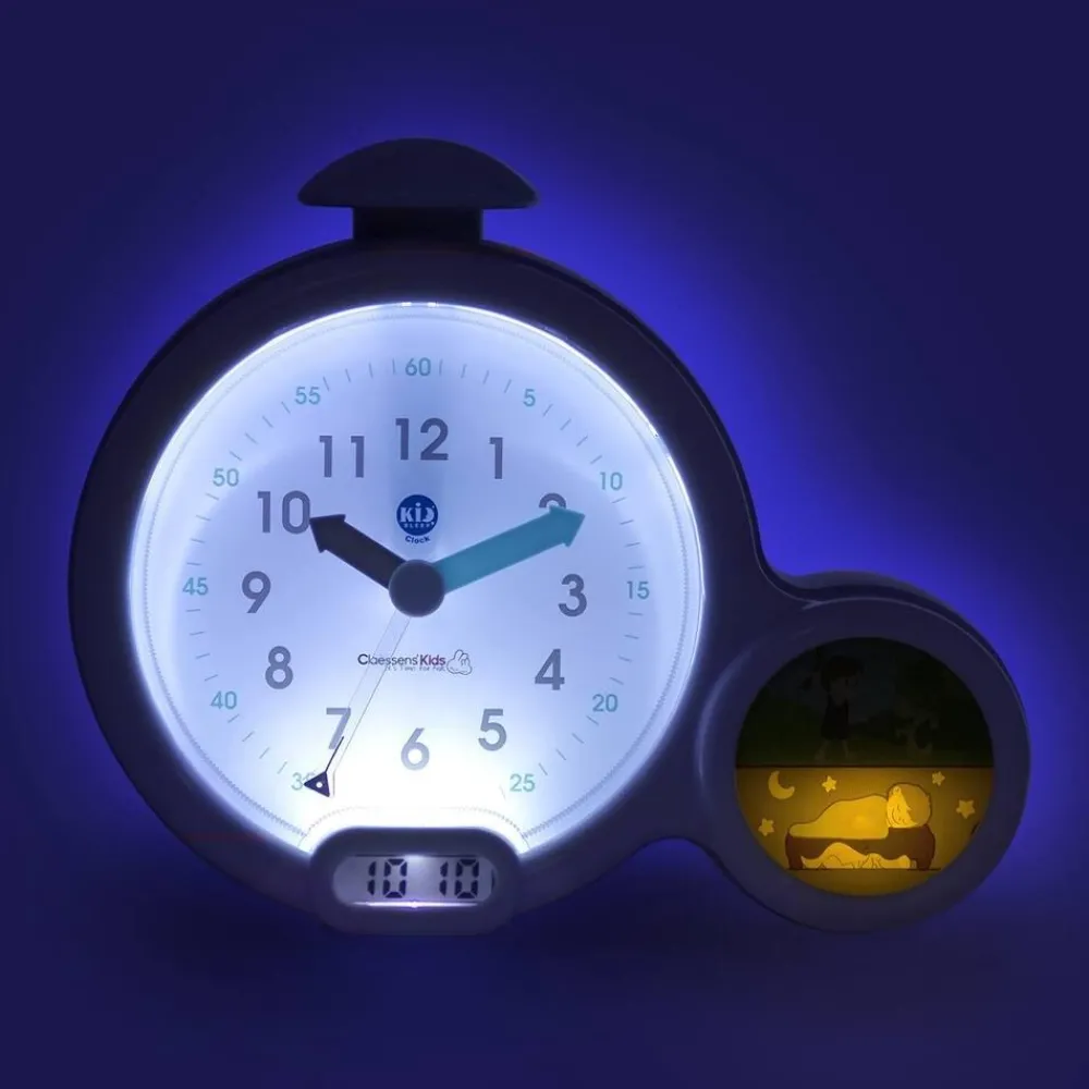 Pabobo Réveil Kid Sleep Clock Bleu - Apprentissage de l'heure et Veilleuse Intégrée^ Réveils