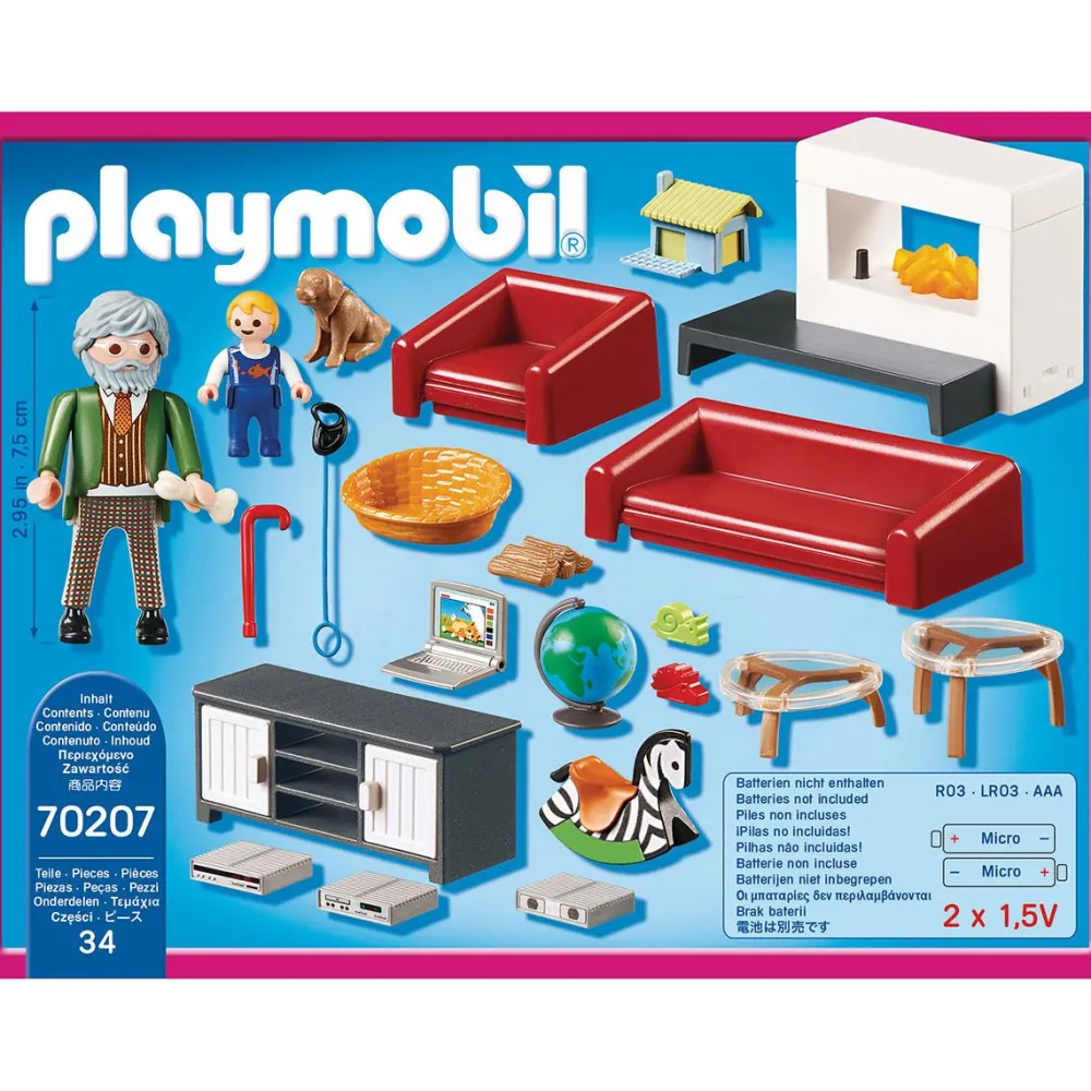 Varta Salon avec cheminée Playmobil Dollhouse 70207^ Les Figurines Interactives Et À Fonction