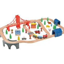 L'Atelier du bois Set De Train En Bois - 70 Pièces -^ Jeux De Trains, Circuits Et Accessoires
