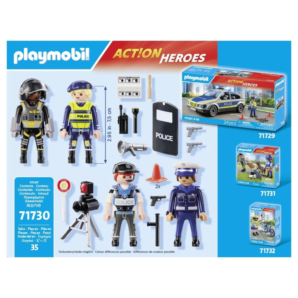 Playmobil Set métiers de la police : 4 policiers ACTION HEROES 71730^ La Ville, La Police Et Les Secours