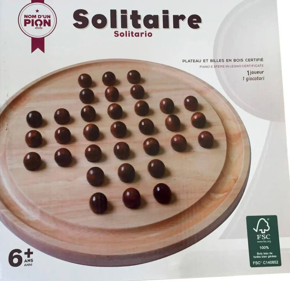Nom d'un pion Solitaire En Bois^ Jeux Traditionnels Et Poker