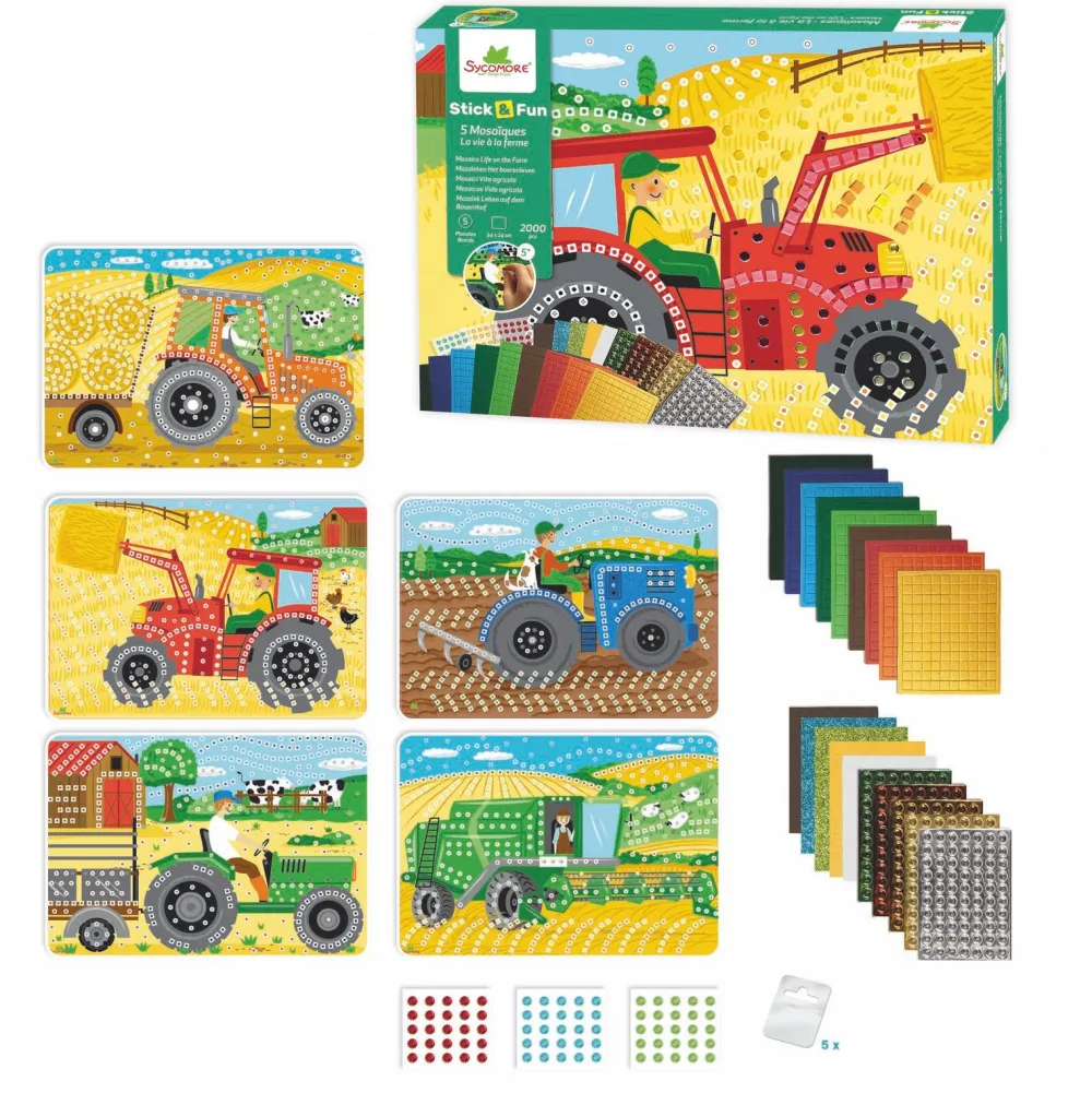 Au Sycomore Stickn & Fun 5 mosaiques La vie à la ferme^ Sables, Paillettes Et Mosaïques