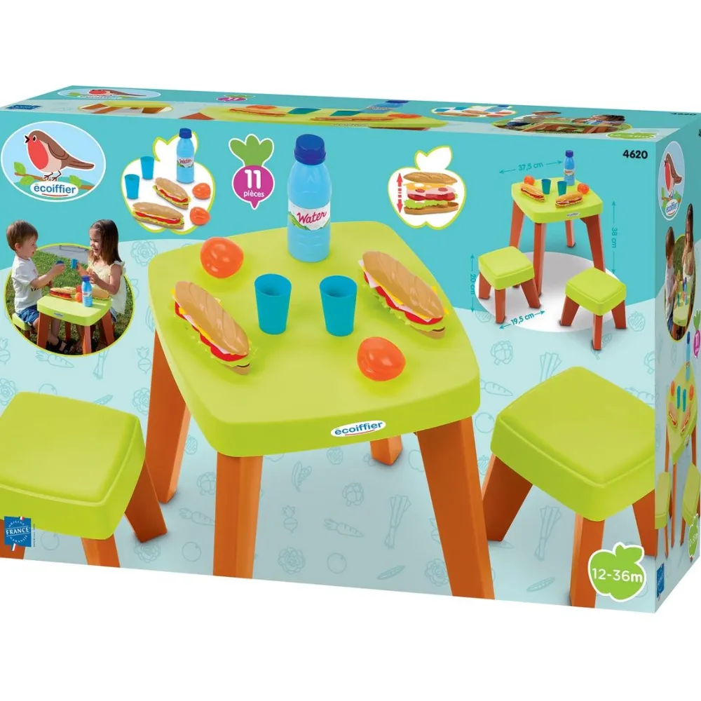 Ecoiffier Table de pique-nique avec 2 tabourets^ Dinette Et Accessoires