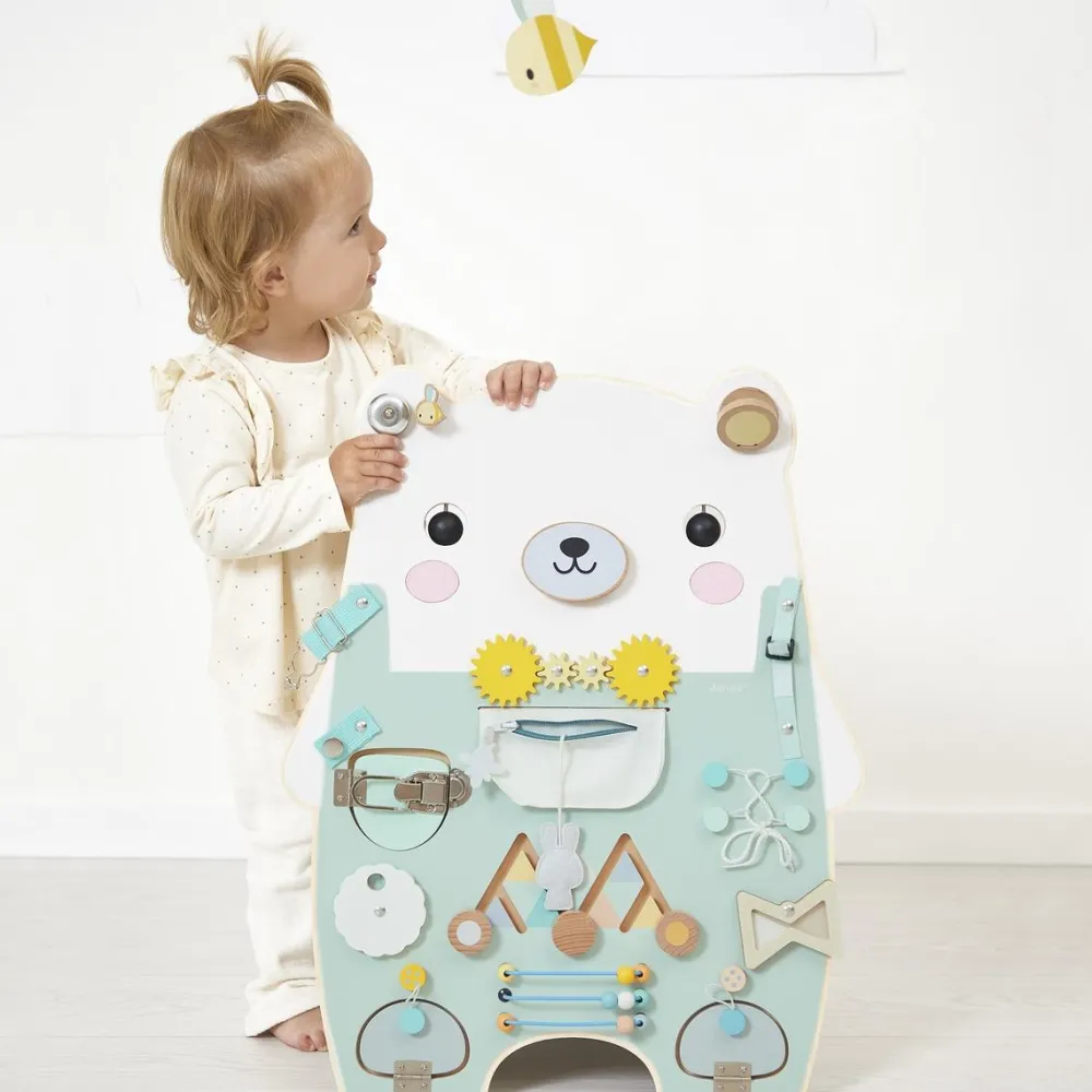 Janod Tableau d'activités ourson gamme pure^ Hochets Et Jouets D'Activités