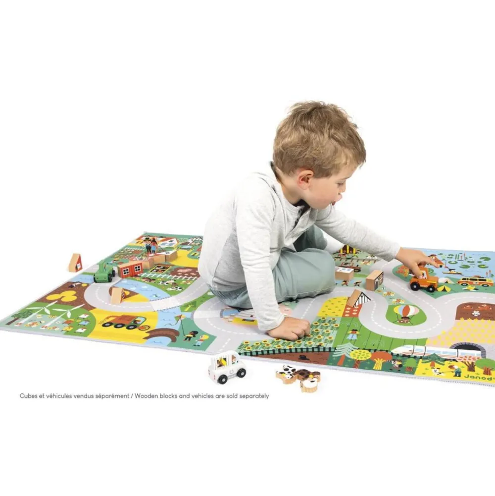 Janod Tapis de jeu thème campagne - Cross Roads^ Garages Et Tapis
