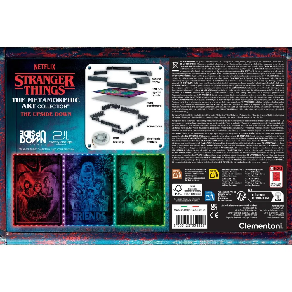 Clementoni The Metamorphic Art Collection - Stranger Things - Cadre lumineux Le monde à l'envers^ Puzzles De 500 À 999 Pièces