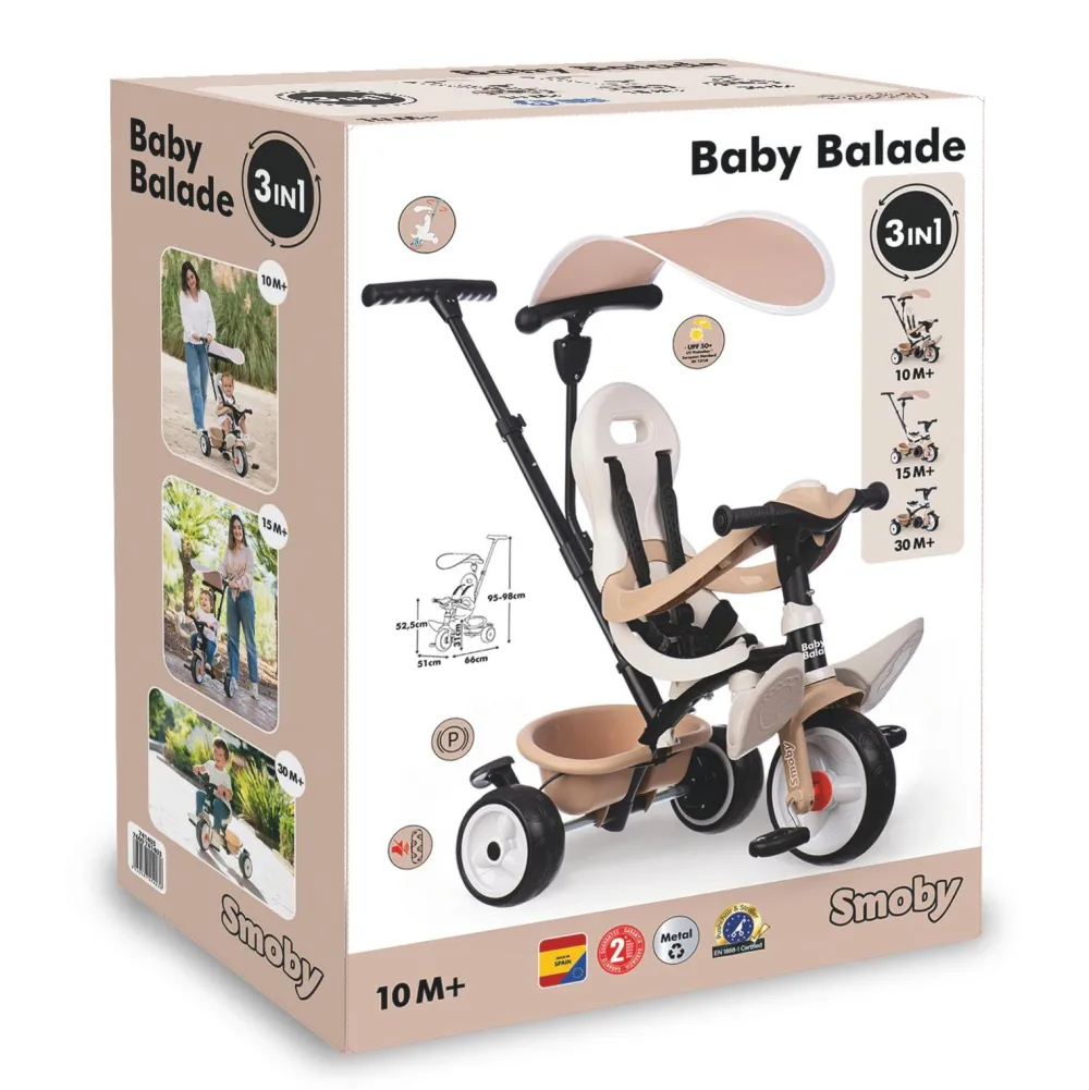 Smoby Tricycle baby balade beige^ Tricycles, Draisiennes Et Vélos