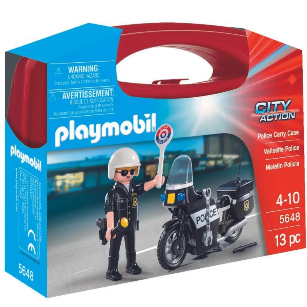 Playmobil Valisette Motard de police City Action 5648^ La Ville, La Police Et Les Secours