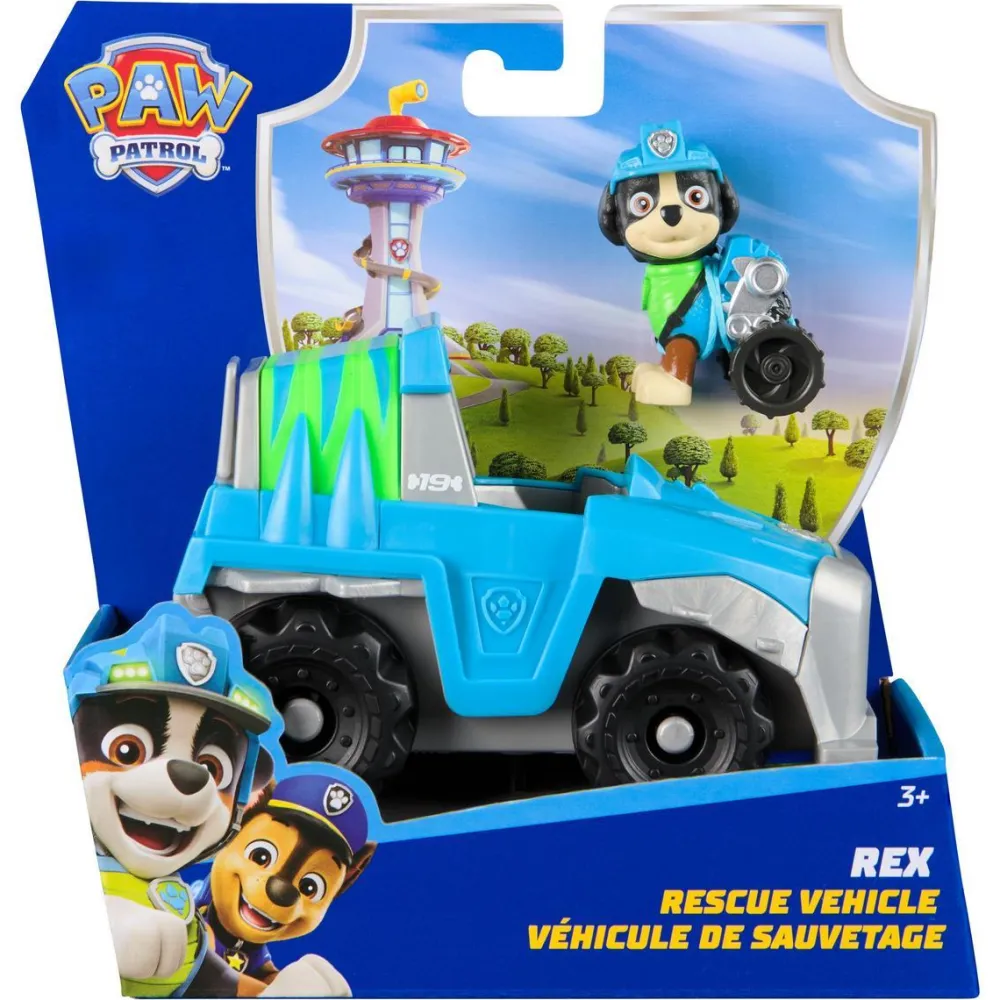 Spin Master Véhicule 15 cm et figurine La Pat Patrouille : véhicule de sauvetage Rex^ Les Héros Et Personnages