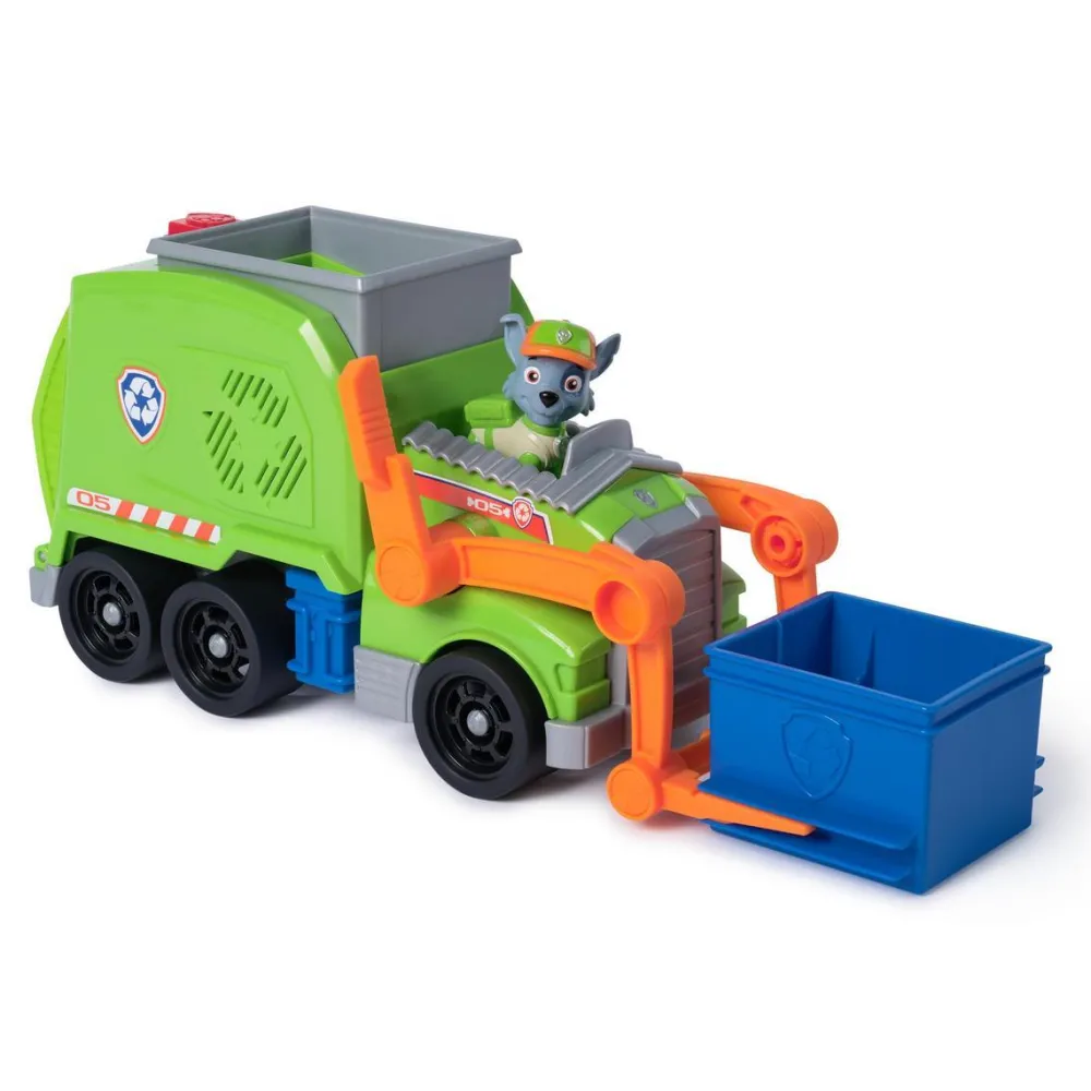Spin Master Véhicule 15 cm et figurine La Pat Patrouille : Camion Benne Crush N Roll Rocky^ Les Héros Et Personnages