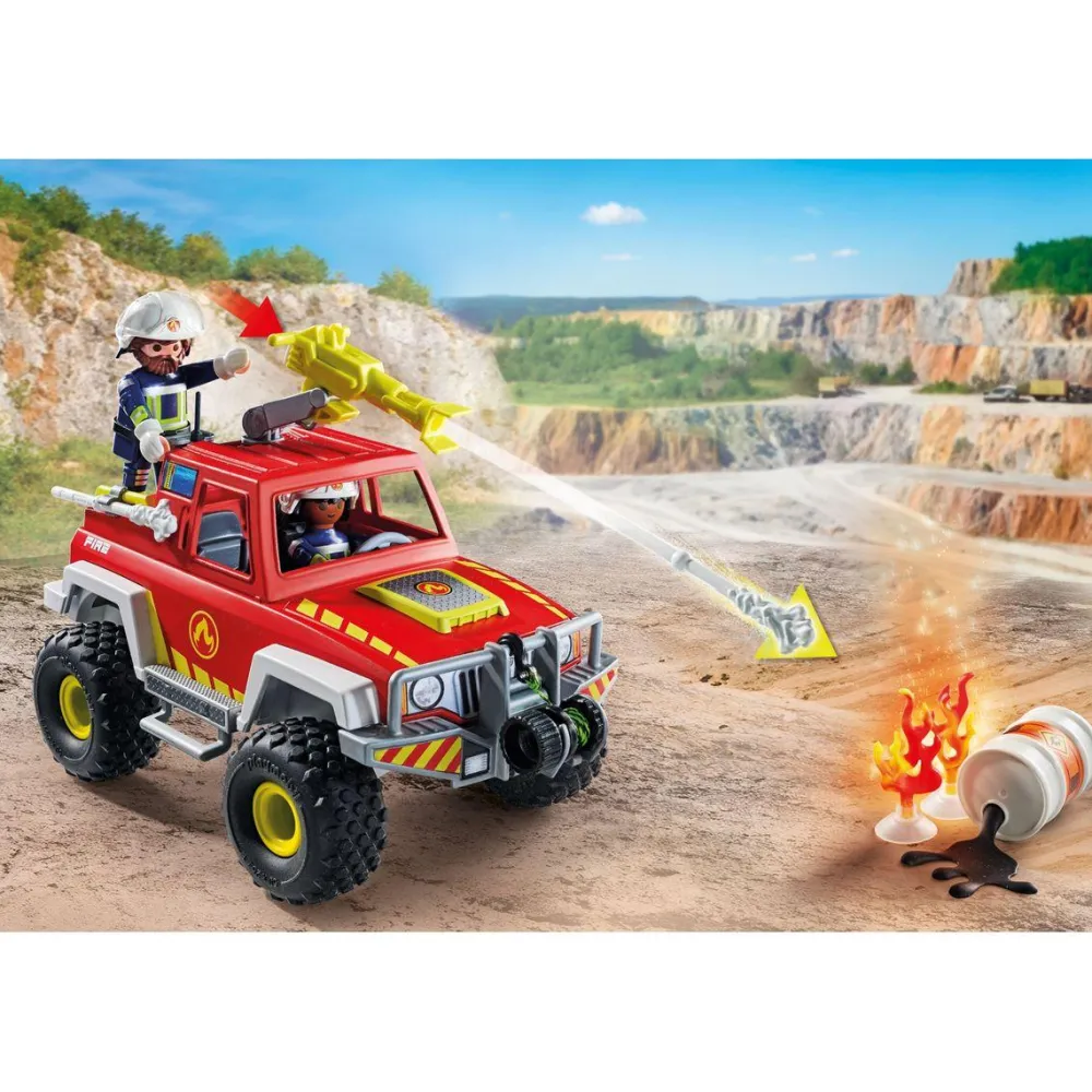Playmobil Véhicule de pompiers avec bidon enflammé ACTION HEROES 71824^ La Ville, La Police Et Les Secours