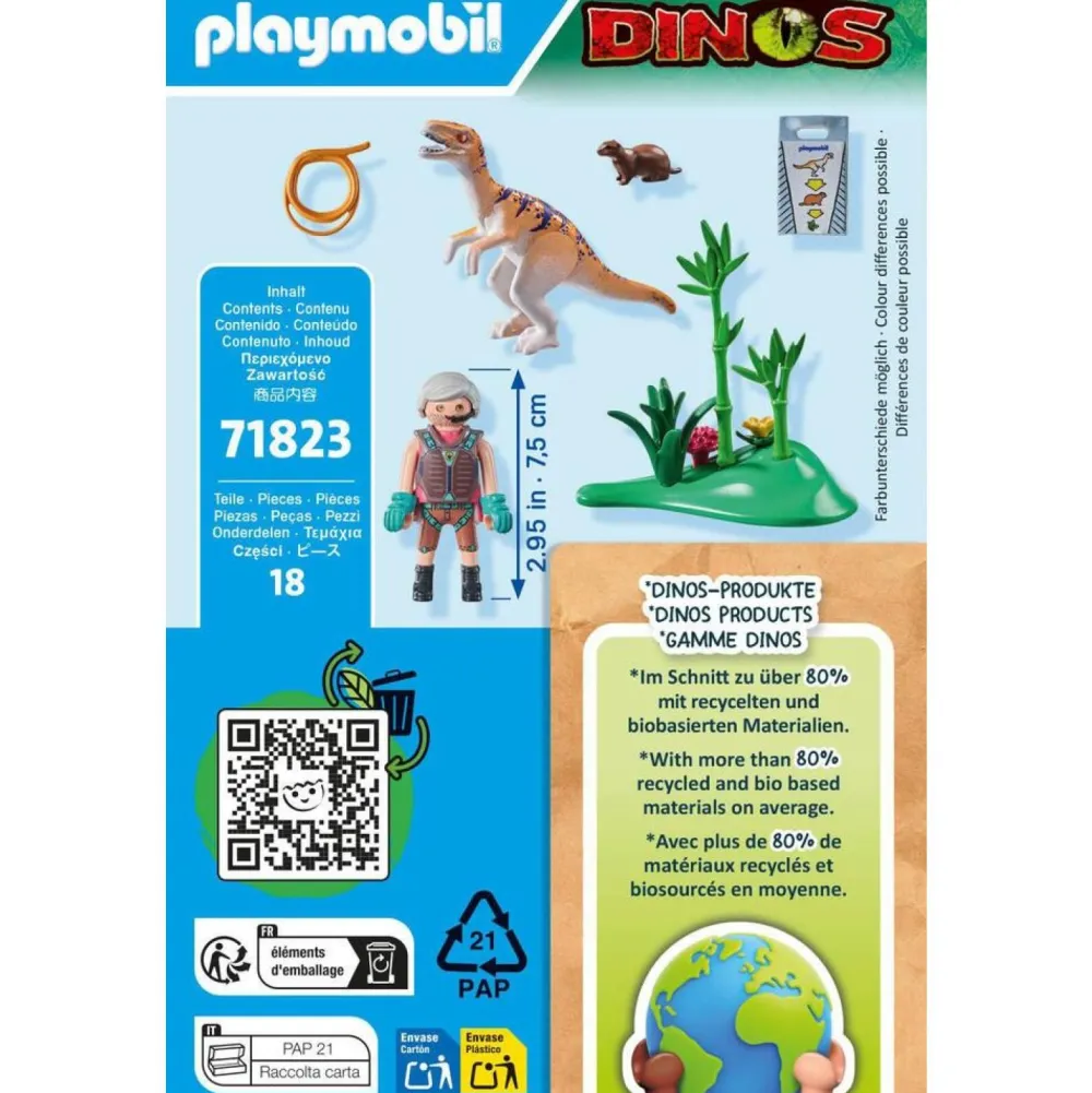 Playmobil Vélociraptor et explorateur avec Lasso Dinos 71823^ Les Dinosaures Et La Préhistoire